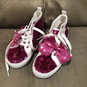 JoJo Siwa Girls Size 4 High Top Reversible Sequin Sneakers Shoes Pink‎